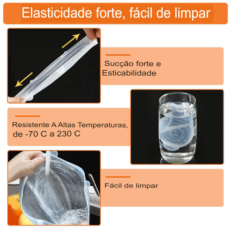 Kit 6 Peças Tampas Adaptáveis De Silicone